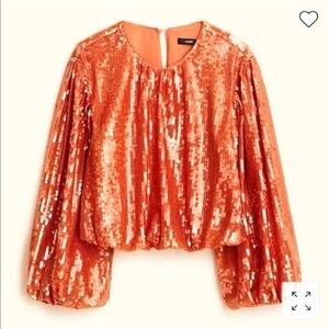 Sequin Long-Sleeve Crop Top - Orange